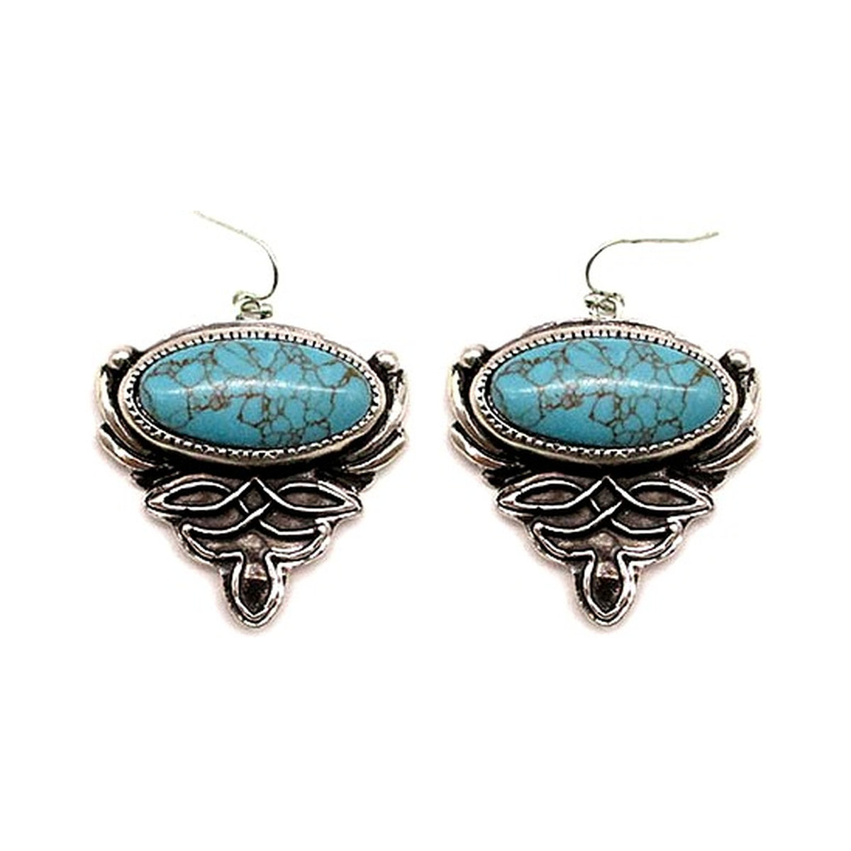 Western Boot Stitch Turquoise Earrings - Turquoise