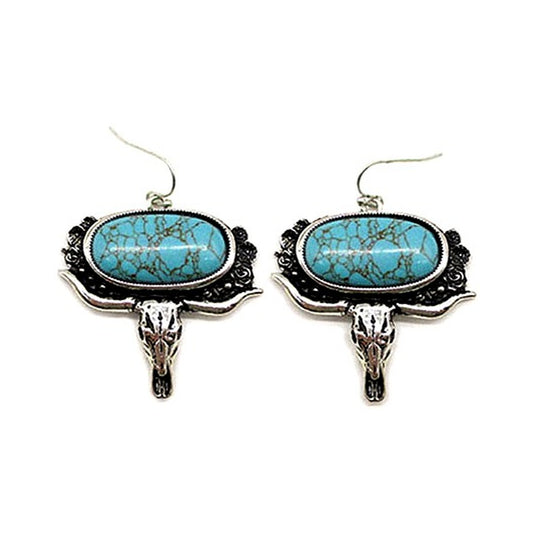 Western Steerhead Turquoise Earrings - Turquoise