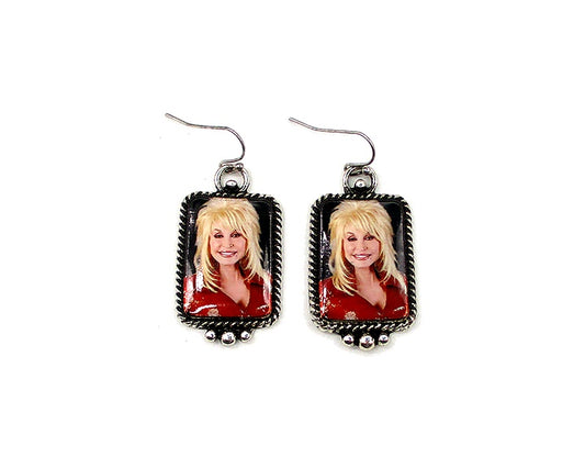 Western Rope Frame Rectangle Portrait Earrings