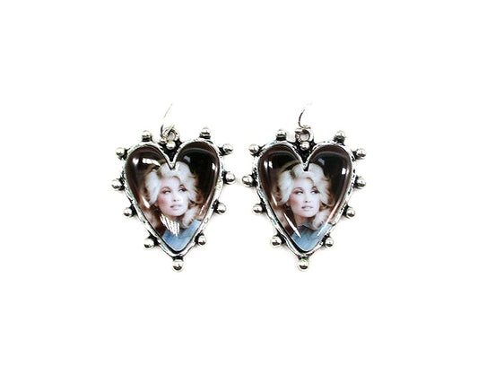 Western Studded Heart Portrait Earrings