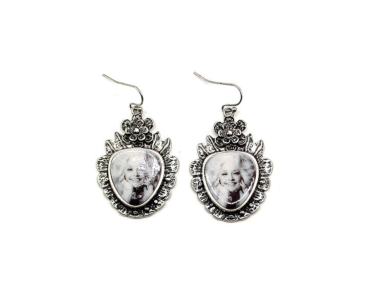 Western Floral Crest Portrait Earrings