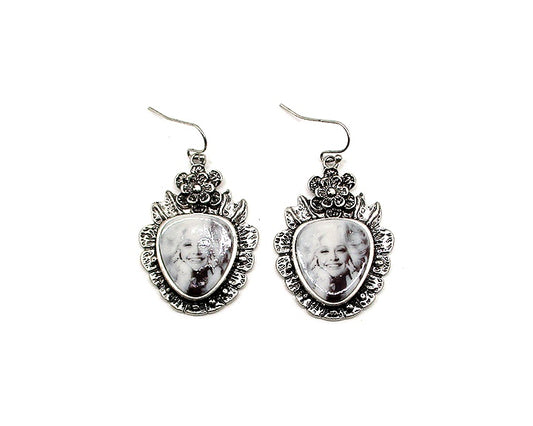 Western Floral Crest Portrait Earrings
