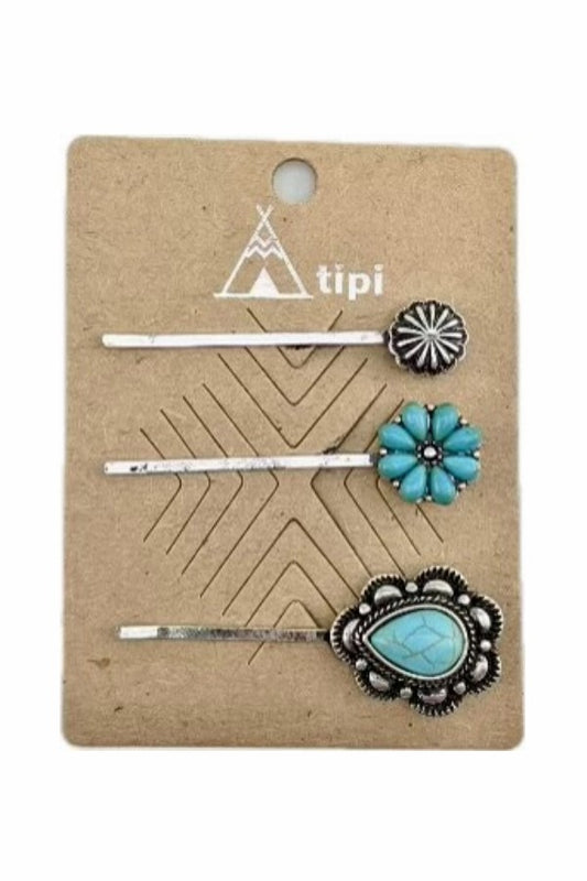 WESTERN TURQUOISE BOBBY PIN SET