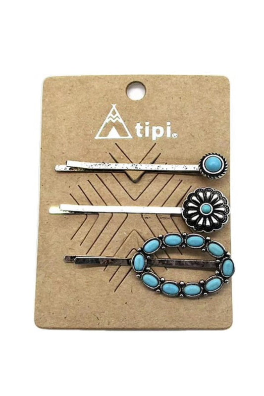 WESTERN TURQUOISE BOBBY PIN SET