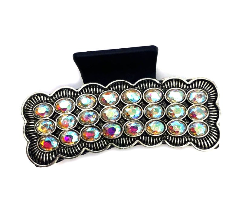 Western Crystal Stone Metal Plate Hair Claw