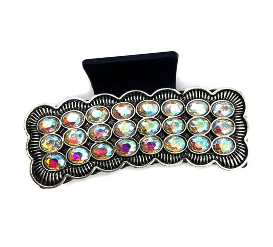 Western Crystal Stone Metal Plate Hair Claw