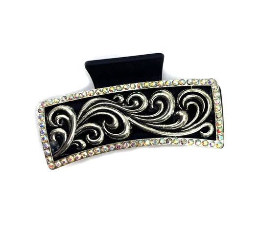 Western Pattern Metal Plate Hair Claw
