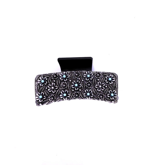 Western Flower Metal Plate Hair Claw