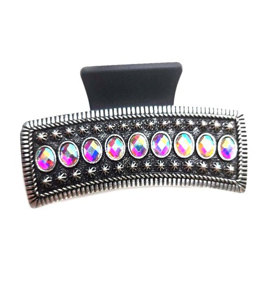 Western Crystal Stone Metal Plate Hair Claw