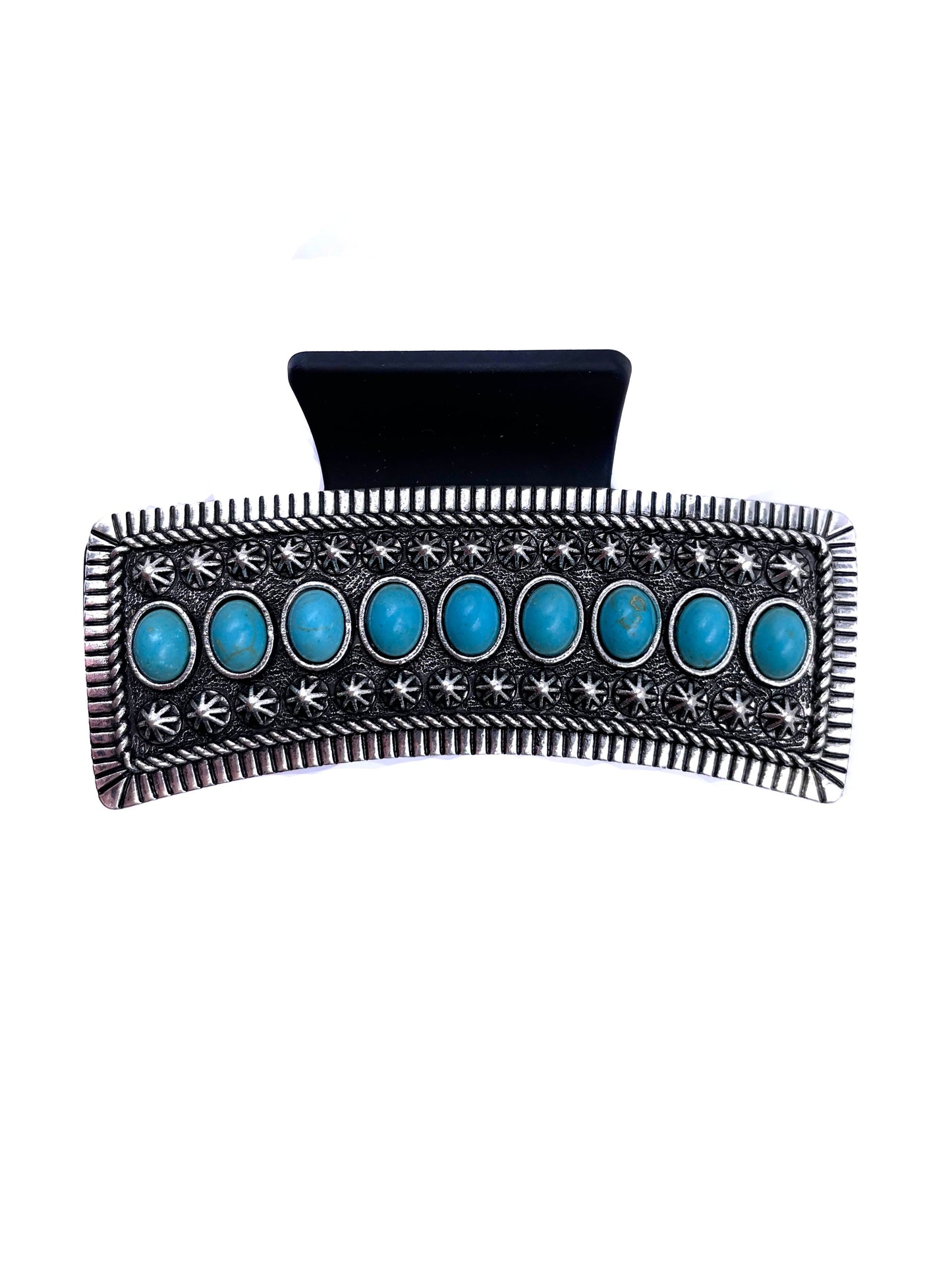 Western Turquoise Stone Metal Plate Hair Claw