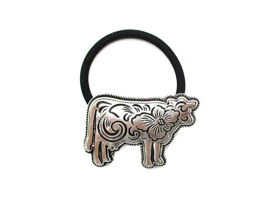 Western Etched Cow Hair Tie