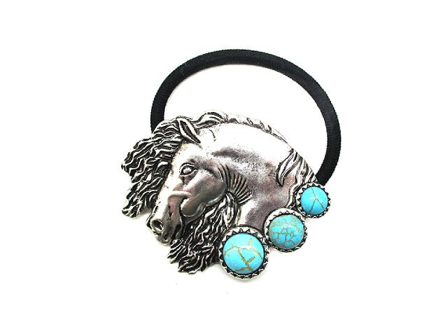 Western Turquoise Horse Head Hair Tie