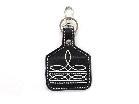 Western Boot Stitch Leather Keychain