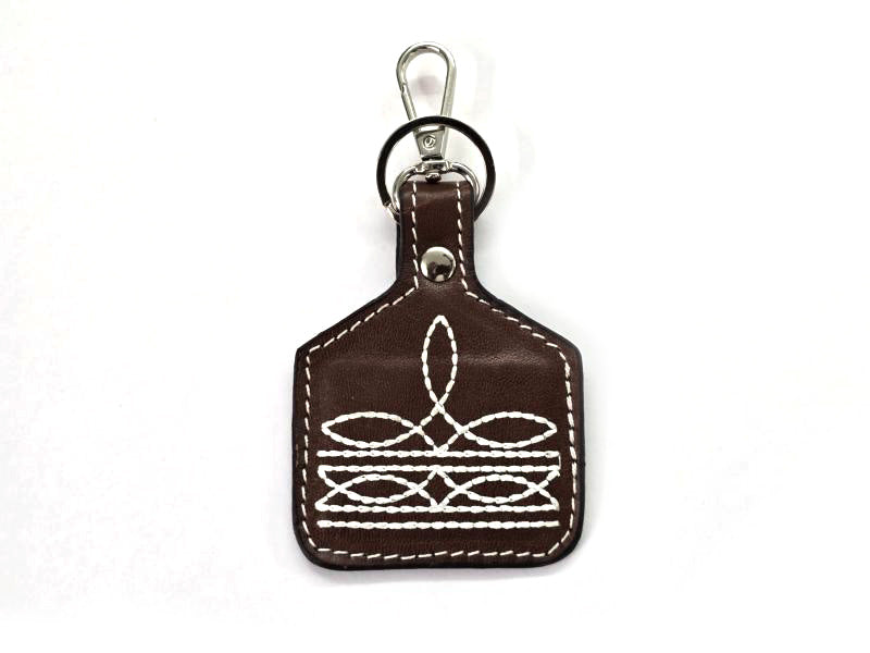 Western Boot Stitch Leather Keychain