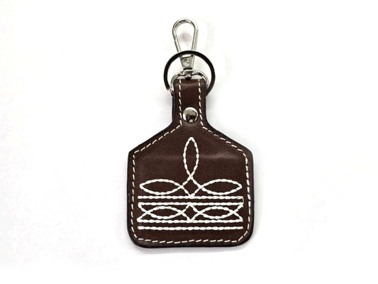 Western Boot Stitch Leather Keychain