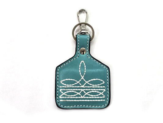 Western Boot Stitch Leather Keychain