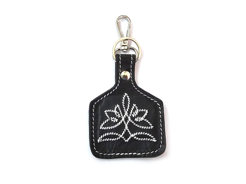 Western Boot Stitch Leather Keychain