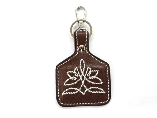 Western Boot Stitch Leather Keychain