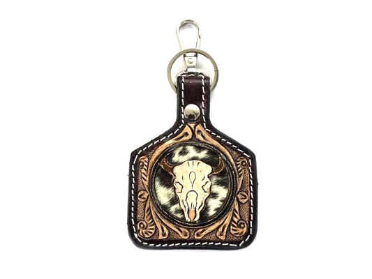 Western Steer Head Genuine Leather Keychain