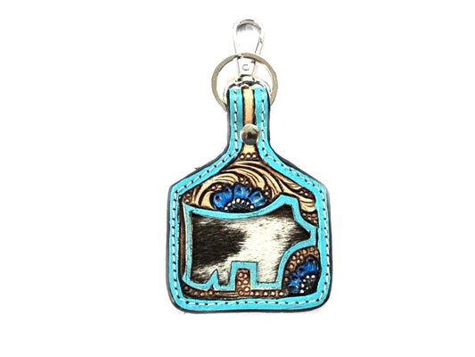 Western Cow Cut Genuine Leather Keychain