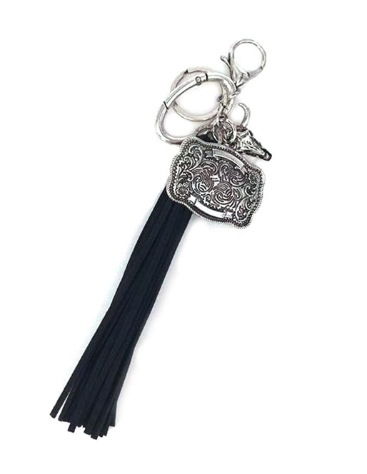 Western Belt Buckle Tassel Keychain