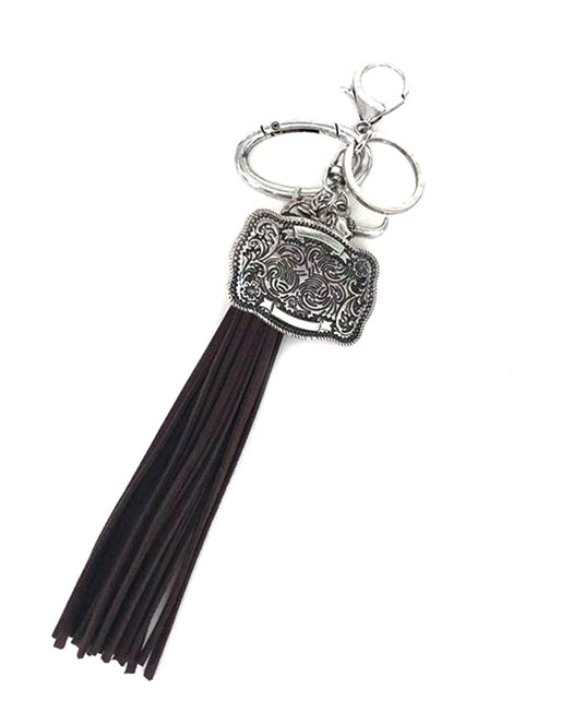 Western Belt Buckle Tassel Keychain