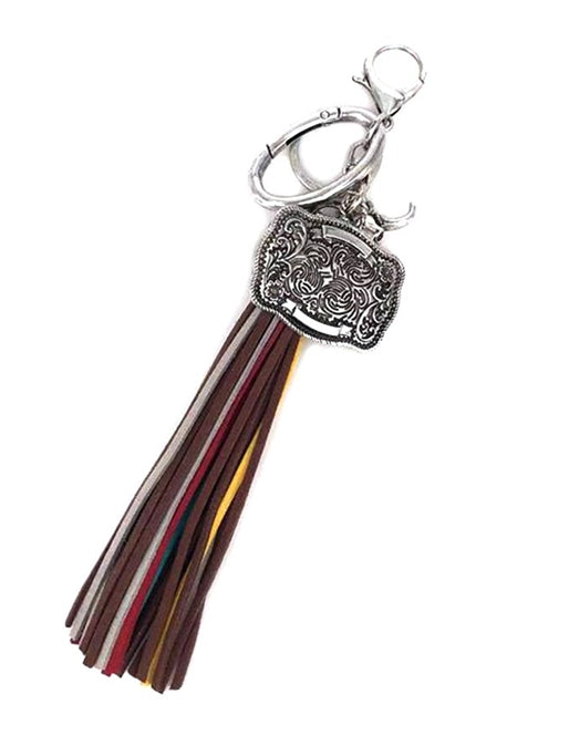 Western Belt Buckle Tassel Keychain