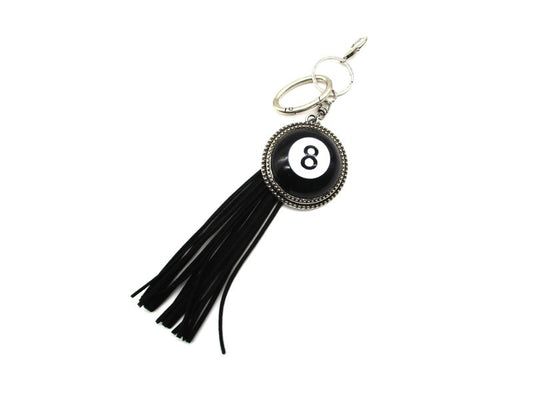 8 Ball Tassel Keychain