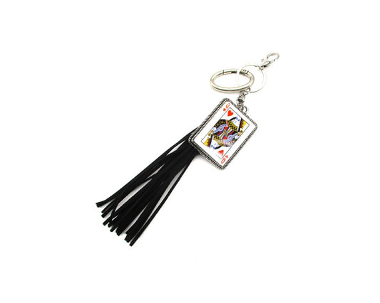 Heart Queen Card Tassel Key Chain