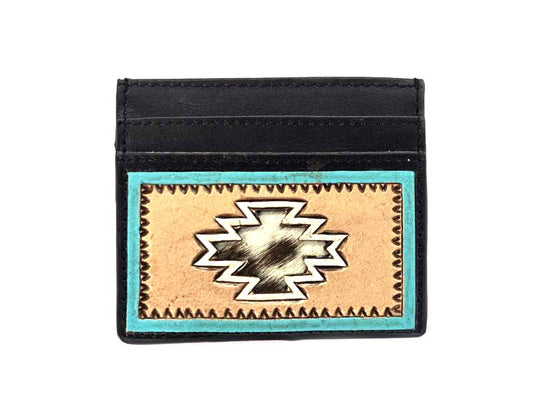Western Tooled Aztec Cut Genuine Leather Card Holder