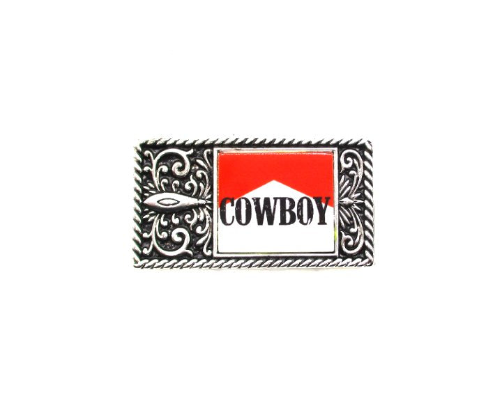 Western Etched Cowboy Cut Out Money Clip