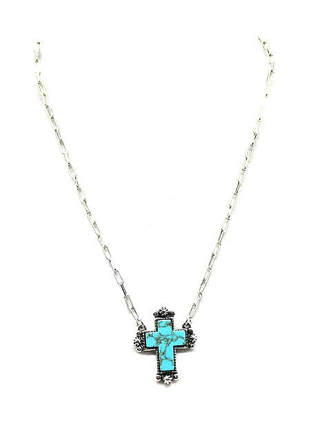 Western Turquoise Cross Necklace