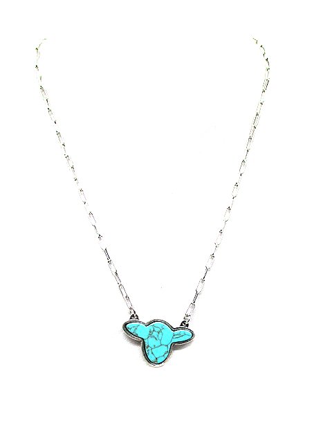 Western Turquoise Cow Head Necklace