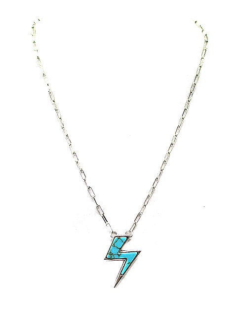 Western Turquoise Thunderbolt Necklace