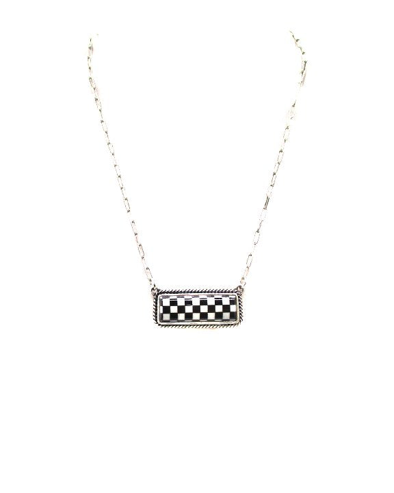 Checkered Bar Necklace