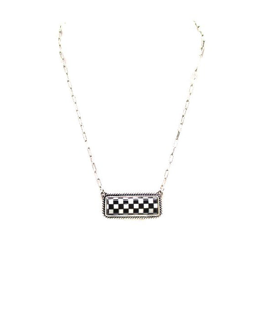 Checkered Bar Necklace