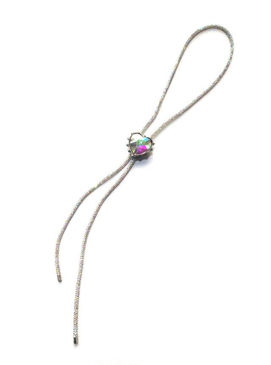 Western Crystal Heart Bolo Necklace