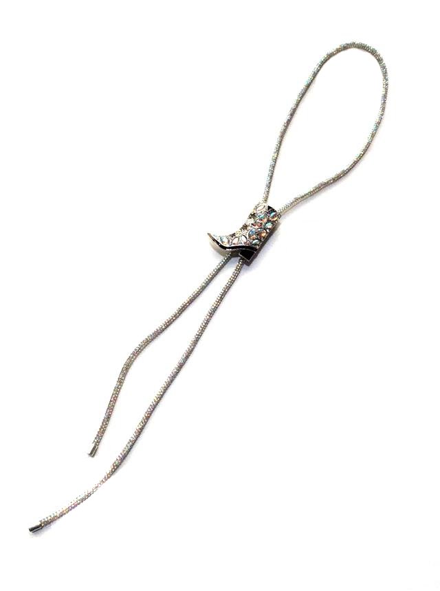 Western Crystal Boots Bolo Necklace