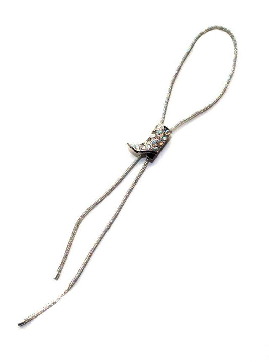 Western Crystal Boots Bolo Necklace