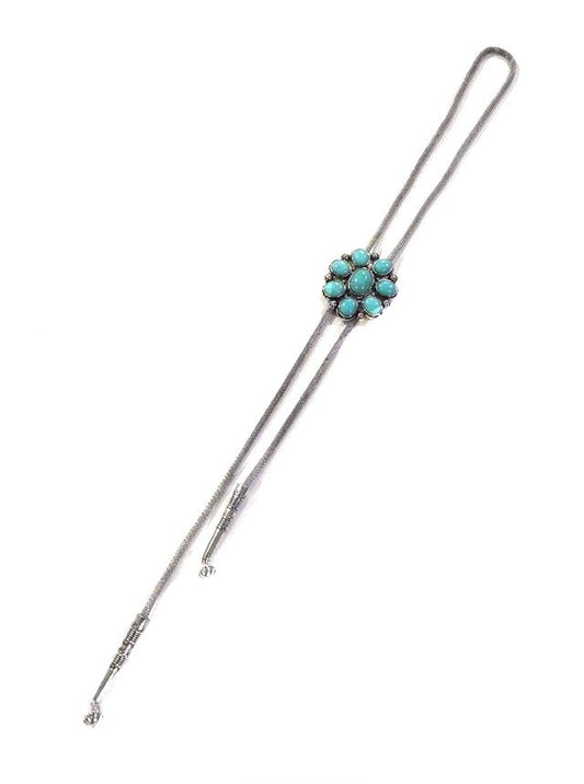 Western Turquoise Concho Bolo Necklace
