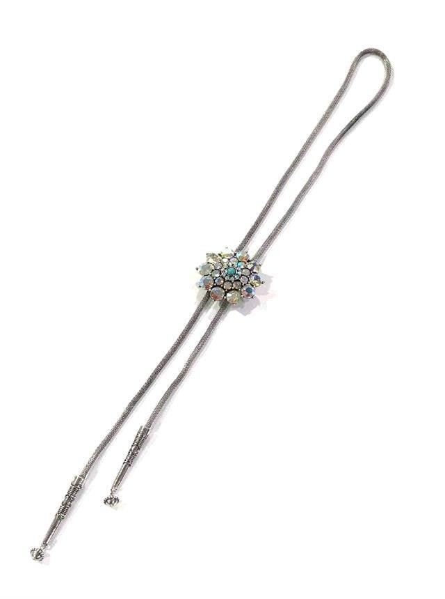 Western Crystal Flower Bolo Necklace