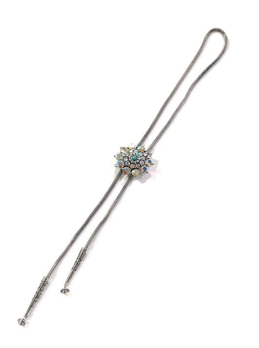 Western Crystal Flower Bolo Necklace