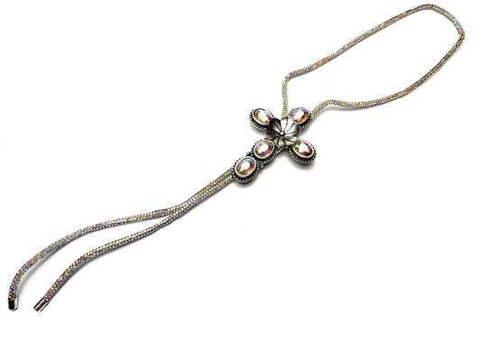 Western Crystal Cross Bolo Necklace