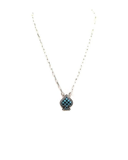 Checkered Spade Necklace