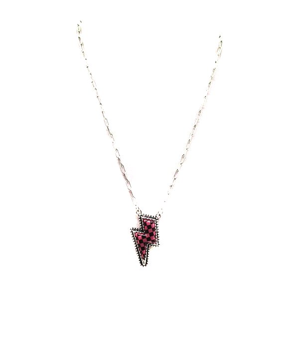 Checkered Lightning Bolt Necklace