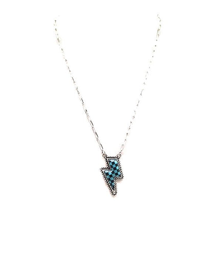 Checkered Lightning Bolt Necklace