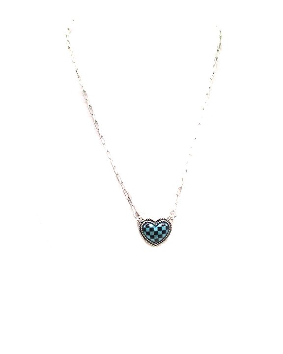 Checkered Heart Necklace