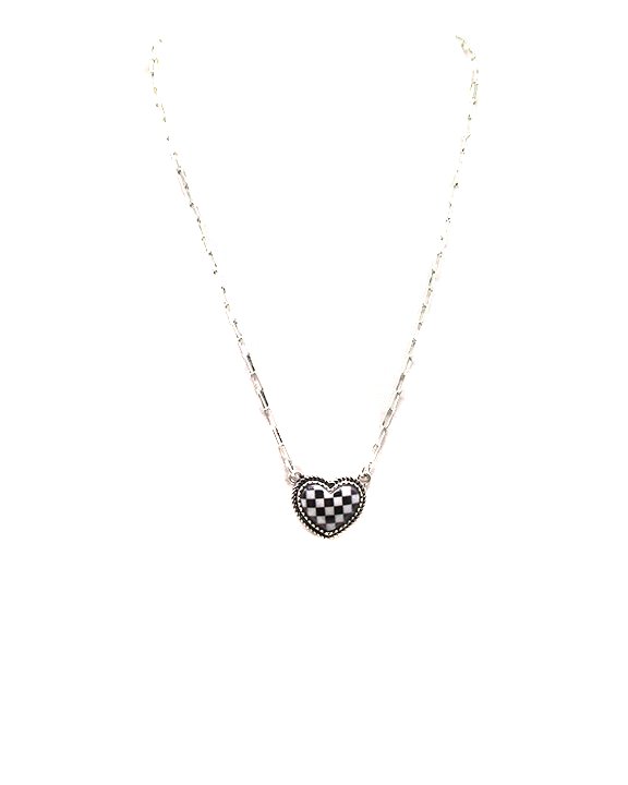Checkered Heart Necklace