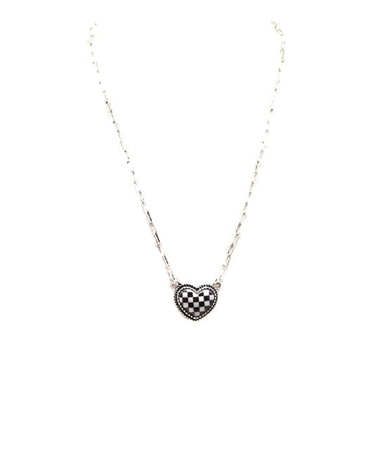 Checkered Heart Necklace