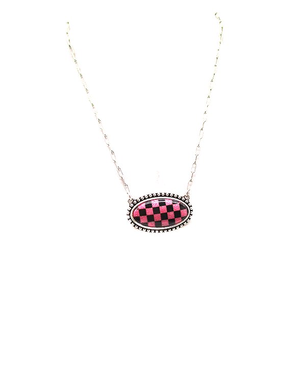 Checkered Oval Necklace